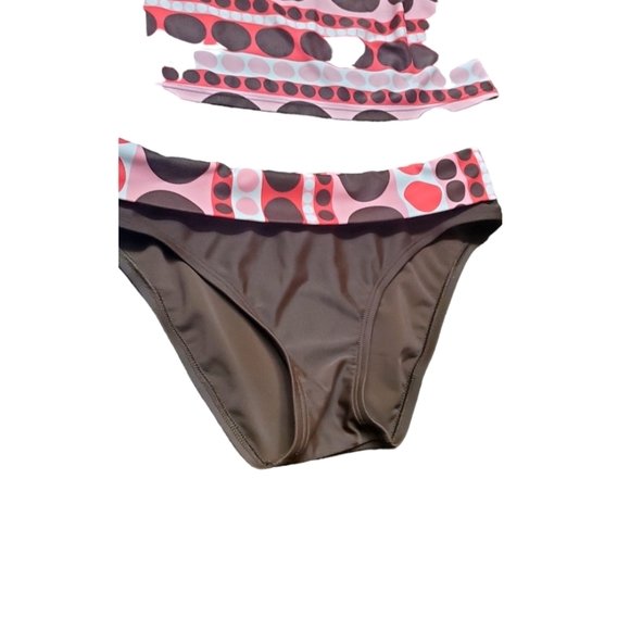 Ana Tankini SwimSuit Brown/Pink Polka Dot Size 8 - Picture 10 of 14